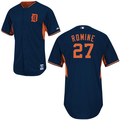 Andrew Romine #27 MLB Jersey-Detroit Tigers Men's Authentic 2014 Navy Road Cool Base BP Baseball Jersey